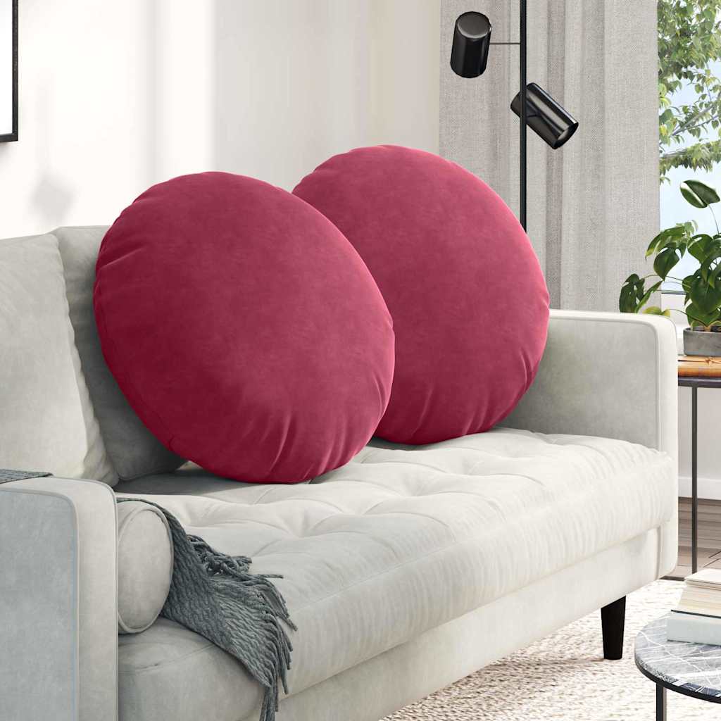 Cuscini da seduta Vidaxx 2 pezzi rosso vino ø 40 x 13 cm velluto