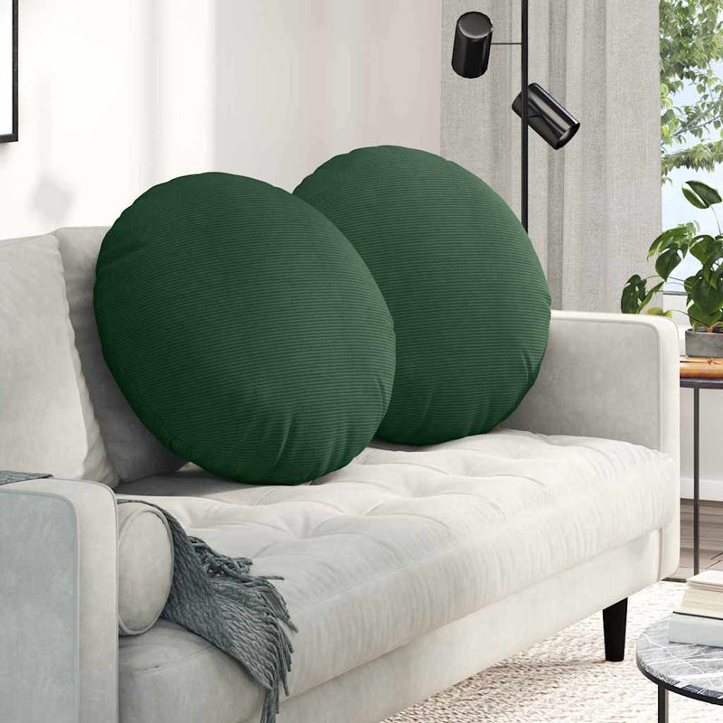 Cuscini seduta VidaXL 2 pz verde scuro ø 60 cm tessuto di cotone
