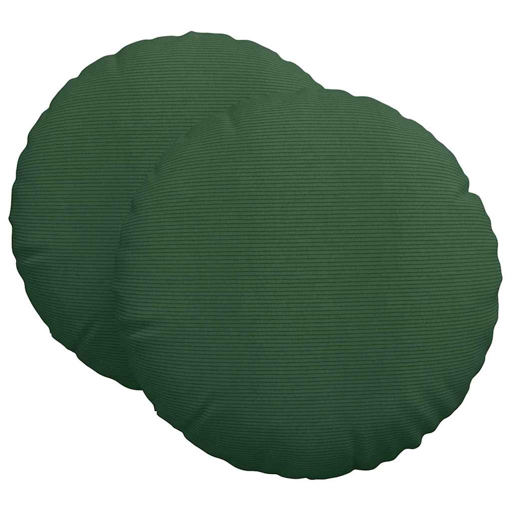 Cojines de asiento VidaXL 2 piezas tejido de algodón verde oscuro ø 60 cm