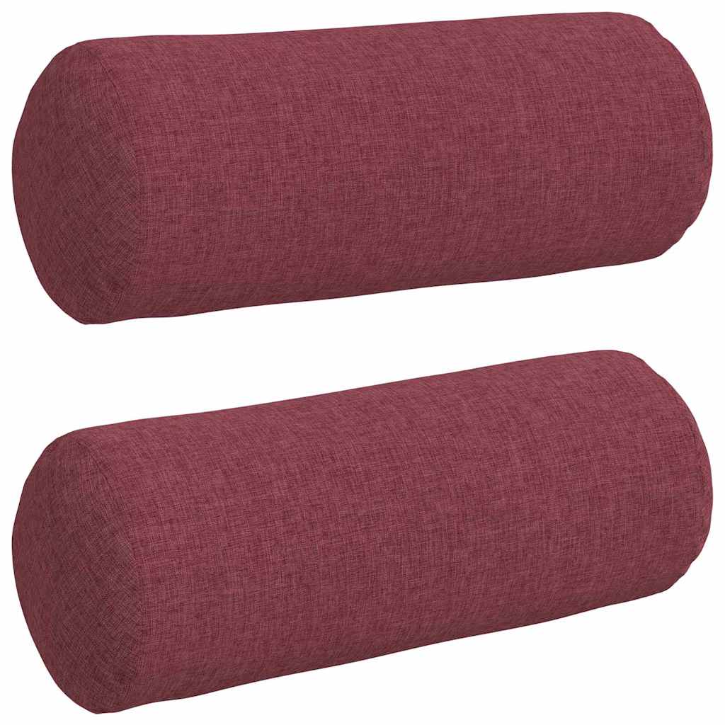 Cuscini a rullo VidaXL 2 pezzi in tessuto rosso vino ø 15 x 40 cm