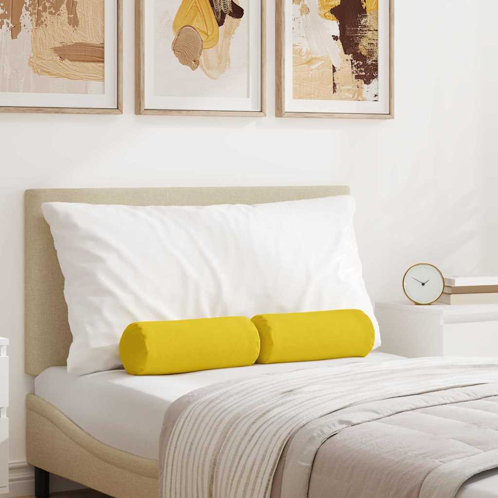 Cuscini a rullo VidaXL 2 pezzi in tessuto giallo chiaro ø 15 x 40 cm