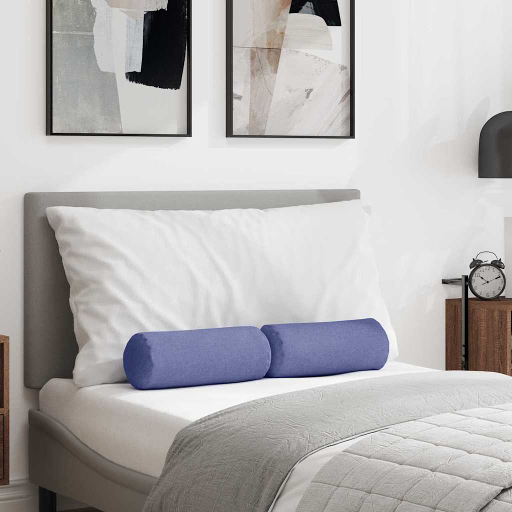 VidaXL cuscini a rullo 2 pezzi in tessuto blu jeans ø 15 x 40 cm
