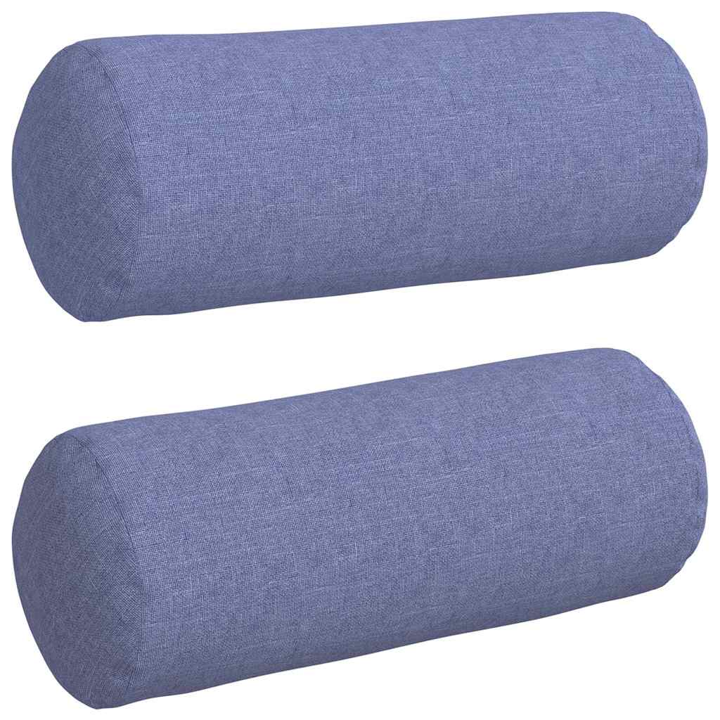 VidaXL cuscini a rullo 2 pezzi in tessuto blu jeans ø 15 x 40 cm