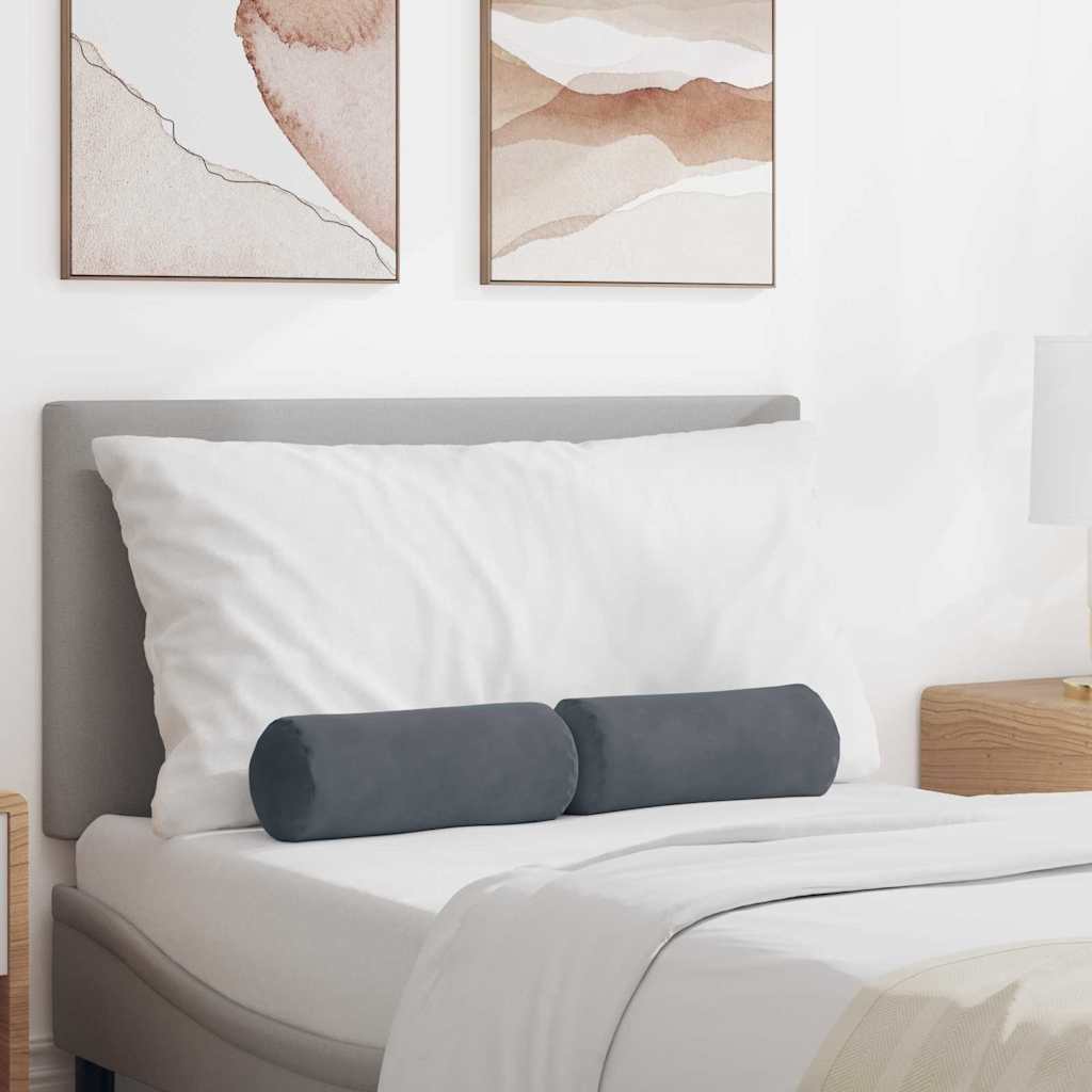 Cuscini a rullo VidaXL 2 pezzi in tessuto a corde grigio scuro ø 15 x 40 cm