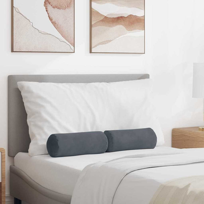 Cuscini a rullo VidaXL 2 pezzi in tessuto a corde grigio scuro ø 15 x 40 cm