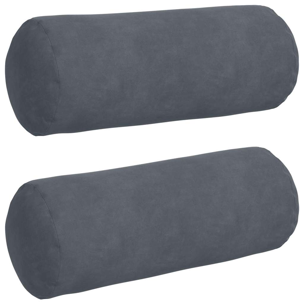 Cuscini a rullo VidaXL 2 pezzi in tessuto a corde grigio scuro ø 15 x 40 cm