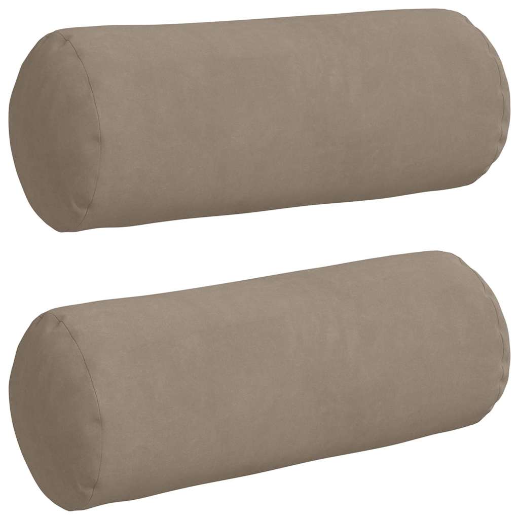 VidaXL cuscini a rullo 2 pezzi tortora ø 15 x 40 cm tessuto in microfibra