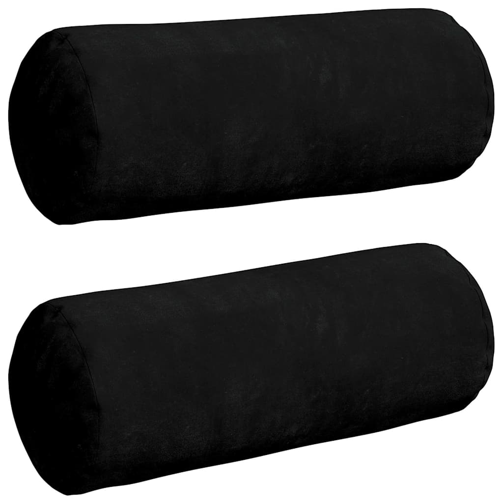 Cuscini a rullo VidaXL 2 pezzi in tessuto microfibra nero ø 15 x 40 cm