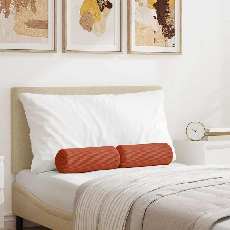 Cuscini a rullo VidaXL 2 pezzi tessuto in corda rosso-arancione ø 15 x 40 cm