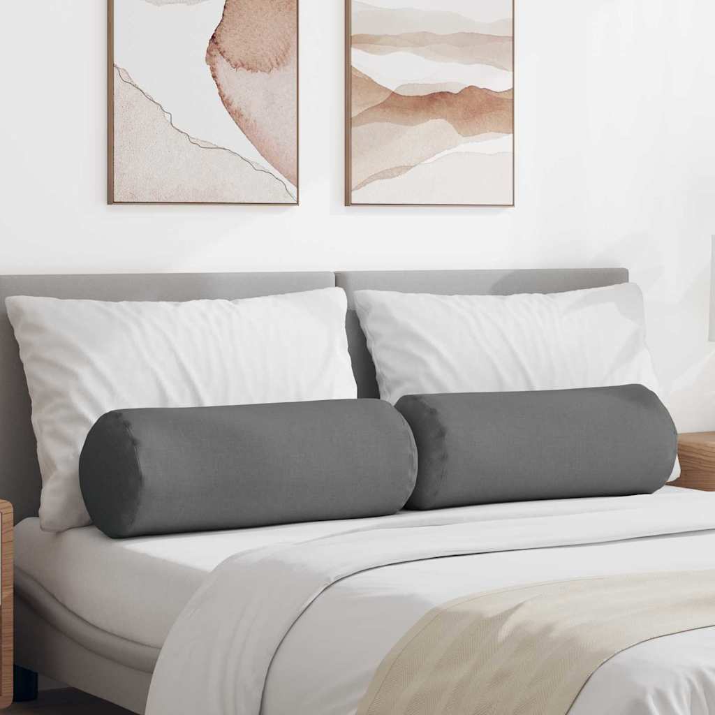 Cuscini a rullo VidaXL 2 pezzi in tessuto grigio scuro ø 25 x 70 cm