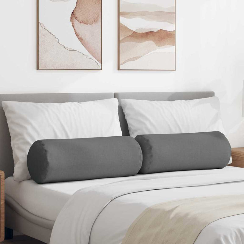 Cuscini a rullo VidaXL 2 pezzi in tessuto grigio scuro ø 25 x 70 cm