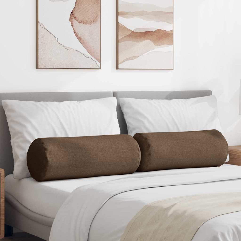 Cuscini a rullo VidaXL 2 pezzi in tessuto marrone ø 25 x 70 cm