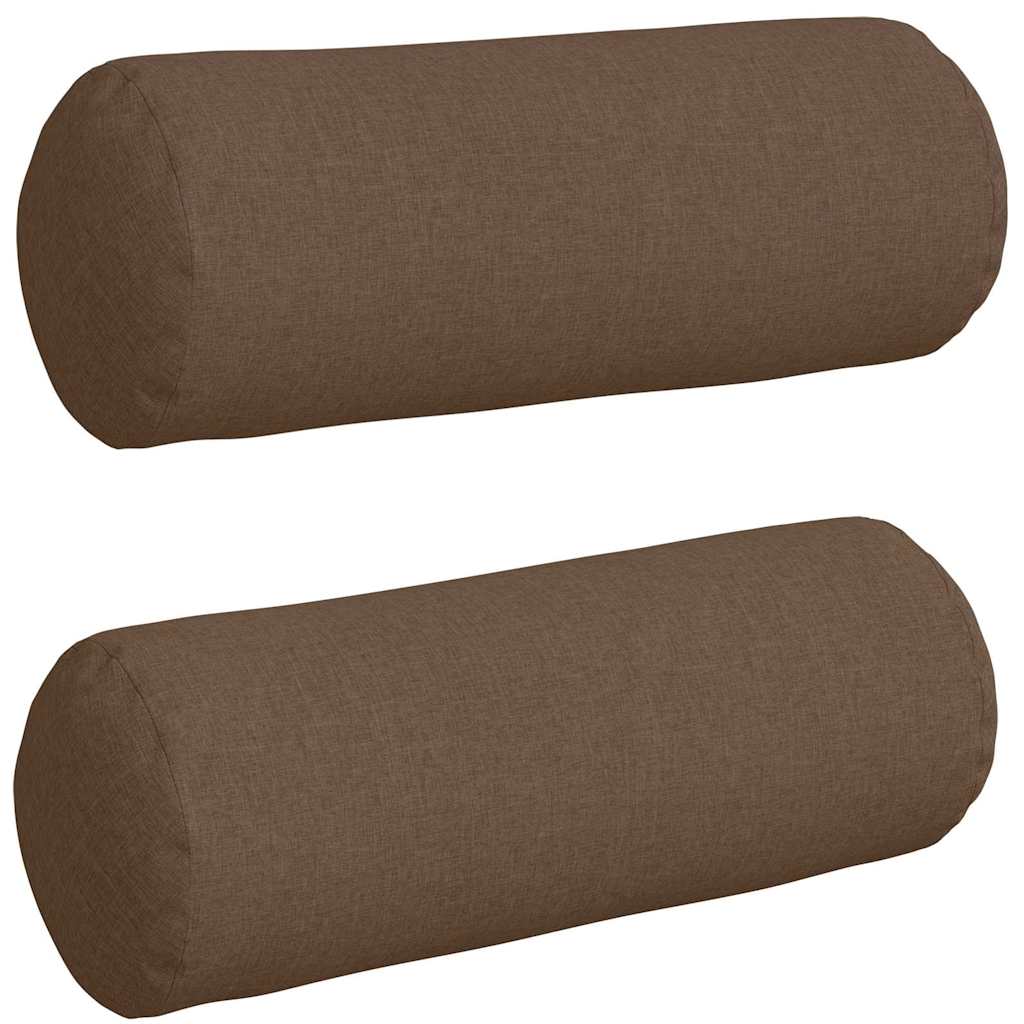 Cuscini a rullo VidaXL 2 pezzi in tessuto marrone ø 25 x 70 cm