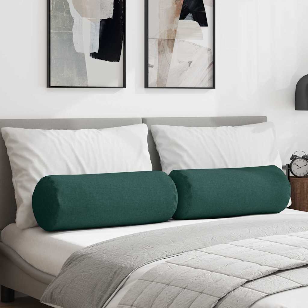 Cuscini a rullo VidaXL 2 pezzi in tessuto verde scuro ø 25 x 70 cm