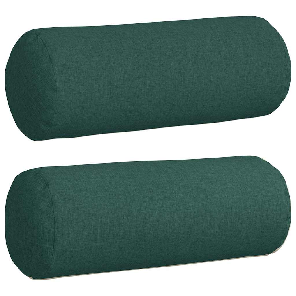 Cuscini a rullo VidaXL 2 pezzi in tessuto verde scuro ø 25 x 70 cm