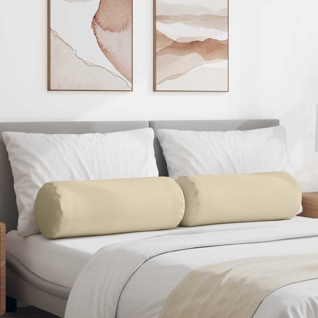 Cuscini a rullo VidaXL 2 pezzi in tessuto crema ø 25 x 70 cm