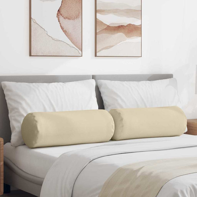 Cuscini a rullo VidaXL 2 pezzi in tessuto crema ø 25 x 70 cm