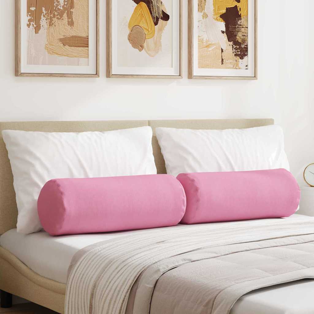 Cuscini a rullo VidaXL 2 pezzi in tessuto rosa ø 25 x 70 cm