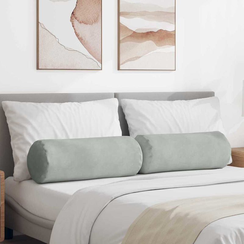 Vidaxl bolster kussens 2 stuks lichtgrijs ø 25 x 70 cm cordstof
