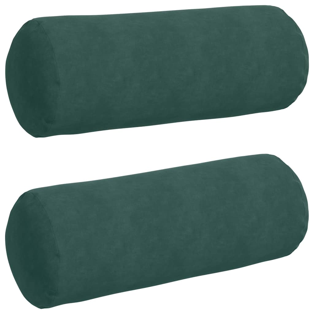 Cojines laterales VidaXL 2 piezas verde oscuro ø 25 x 70 cm tela de pana