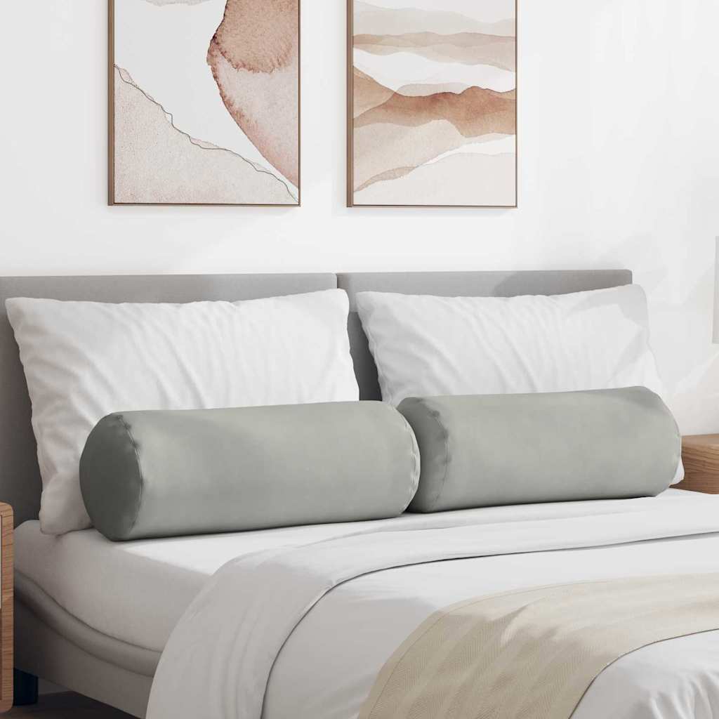 Cuscini a rullo VidaXL 2 pezzi in tessuto microfibra grigio chiaro ø 25 x 70 cm