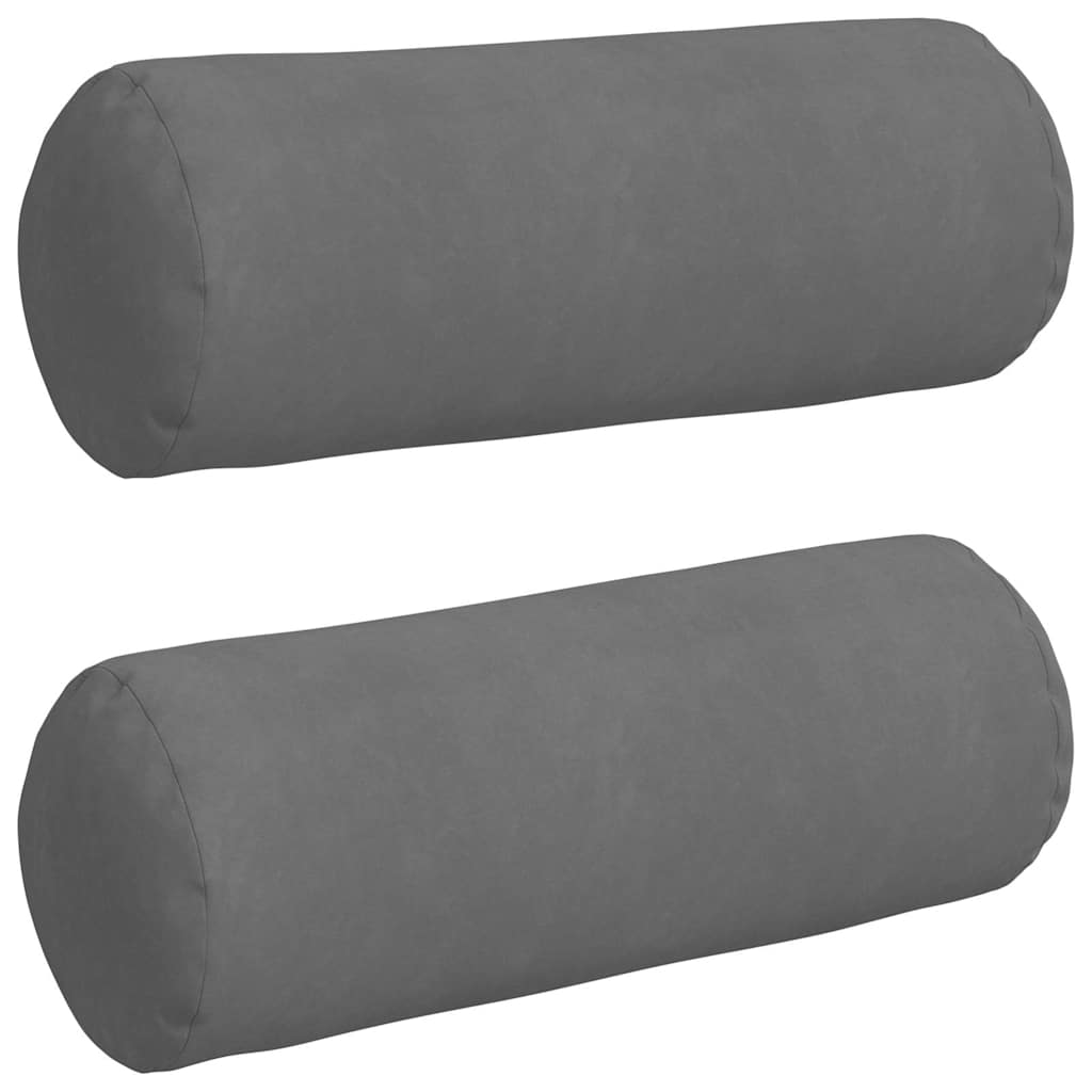 Cuscini a rullo VidaXL 2 pezzi in tessuto microfibra grigio scuro ø 25 x 70 cm