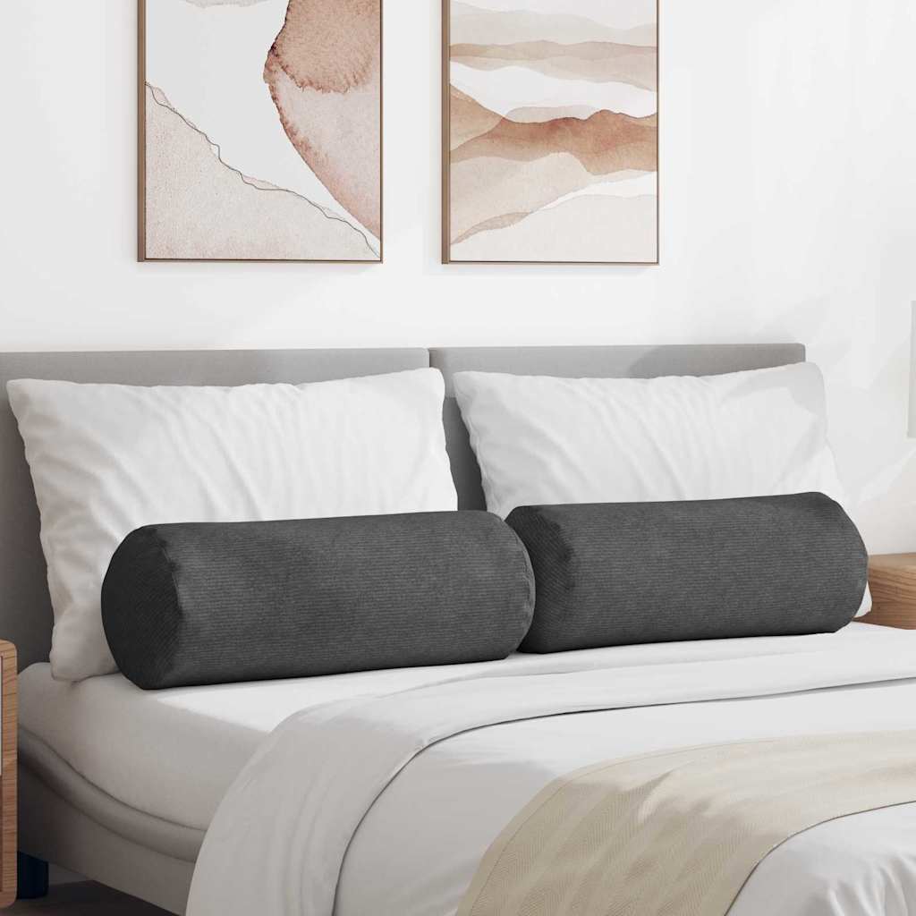 Cuscini a rullo VidaXL 2 pezzi in tessuto di corda grigio scuro ø 25 x 70 cm