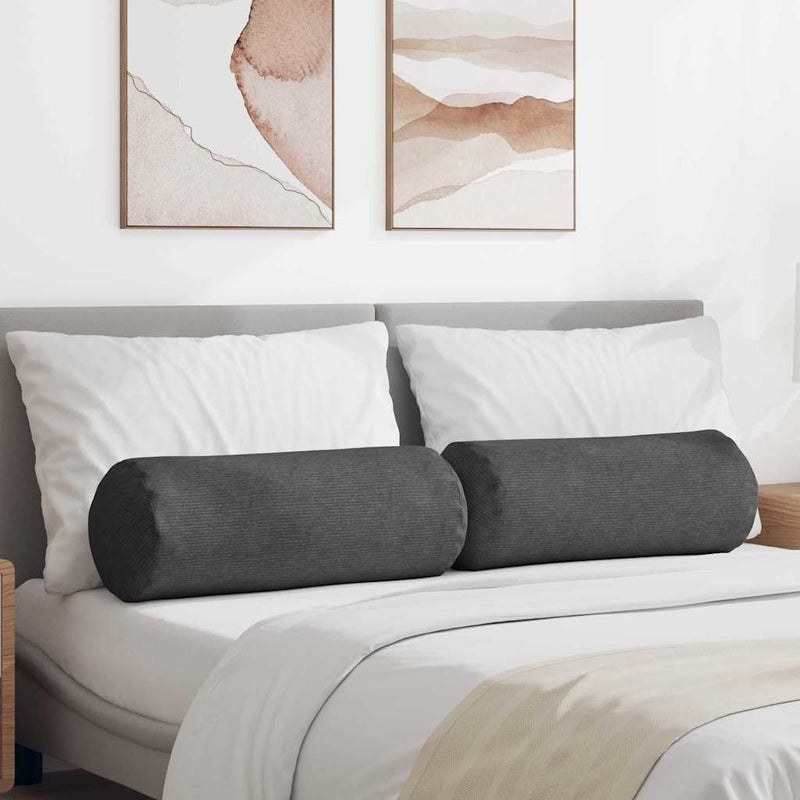 Cuscini a rullo VidaXL 2 pezzi in tessuto di corda grigio scuro ø 25 x 70 cm