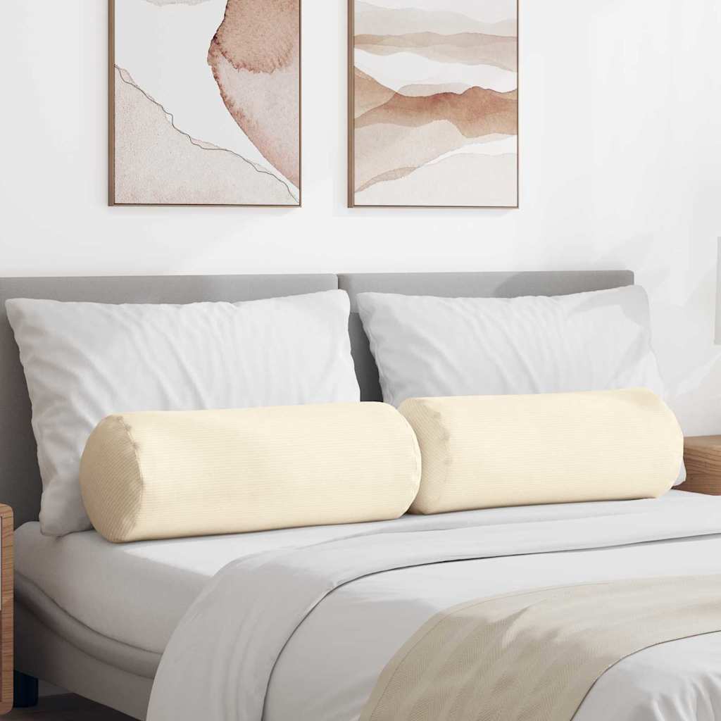 Cojines laterales VidaXL 2 piezas crema ø 25 x 70 cm tela de pana