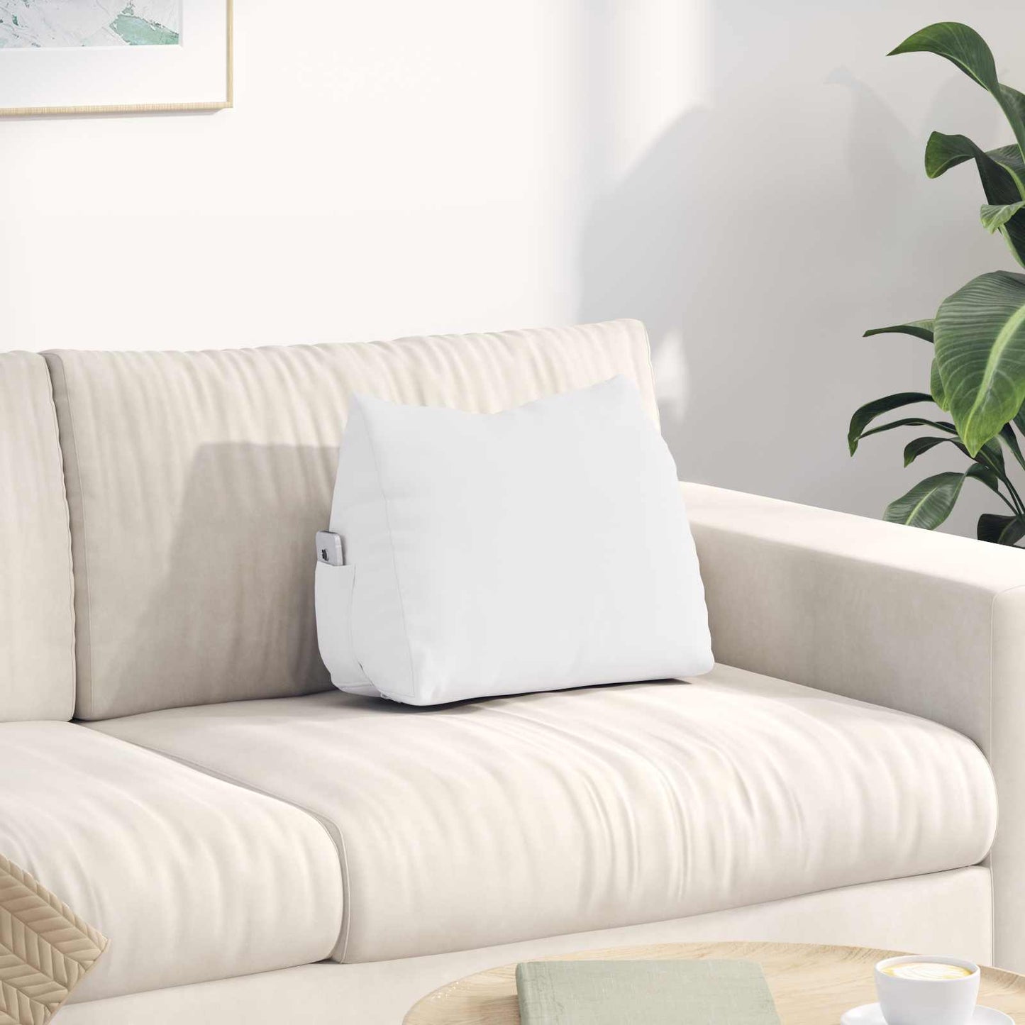 Cuscino schienale VidaXL tessuto bianco 45 x 20 x 35 cm