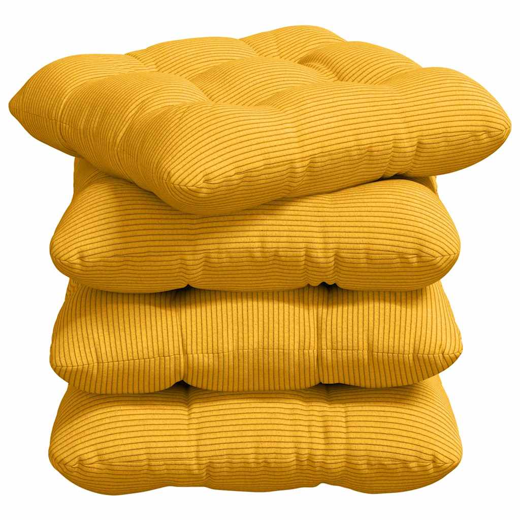 VidaXL cojines de asiento 4 piezas tejido de algodón amarillo claro 45 x 45 cm