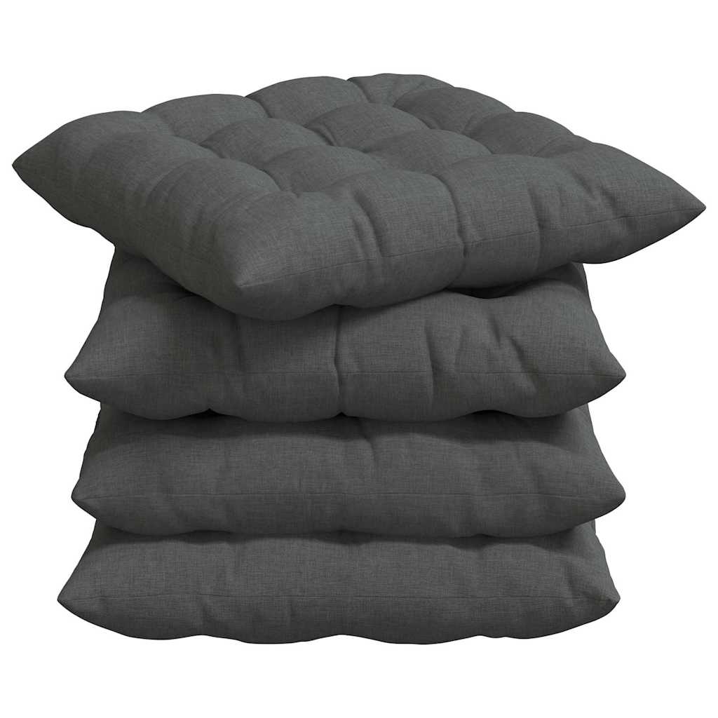 Cuscini per sedili VidaXL 4 pezzi in tessuto grigio scuro 40 x 40 x 6 cm