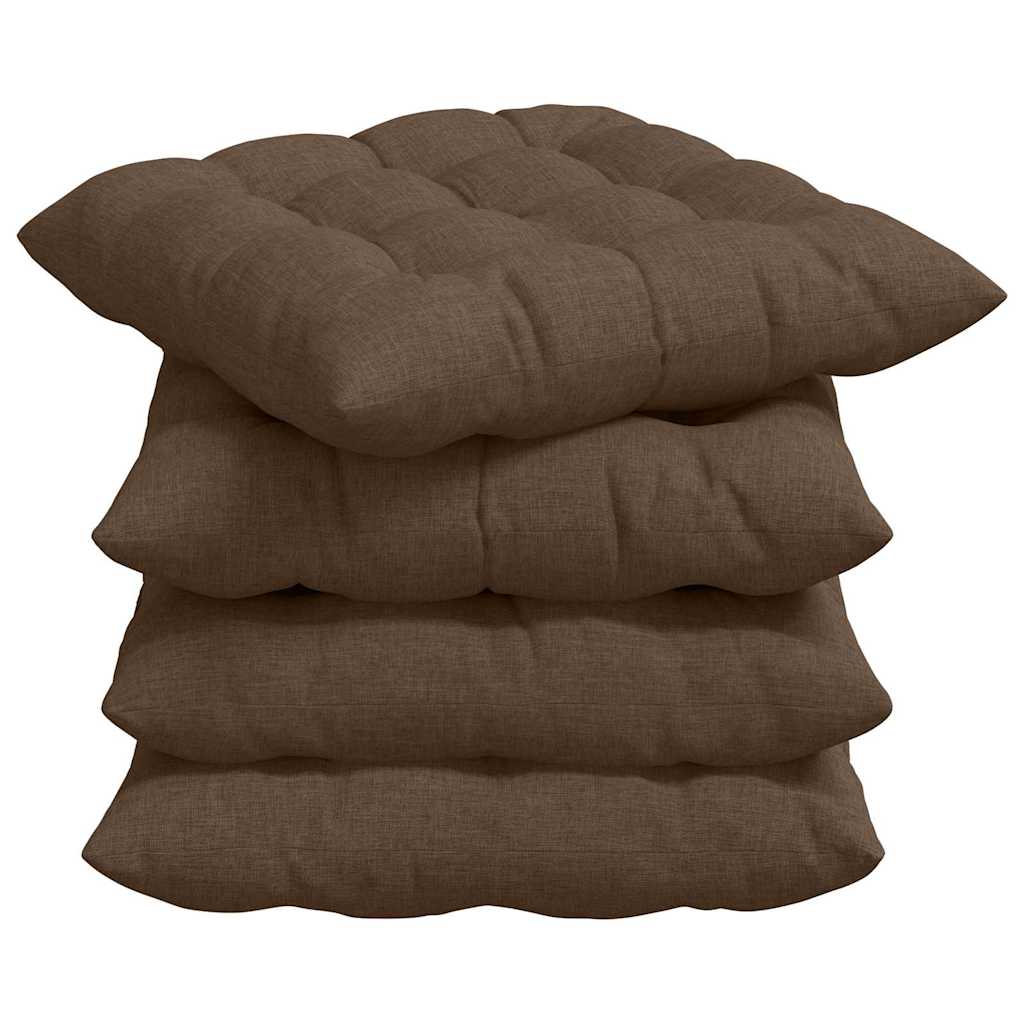 Cojines de asiento VidaXL 4 piezas tejido marrón 40 x 40 x 6 cm