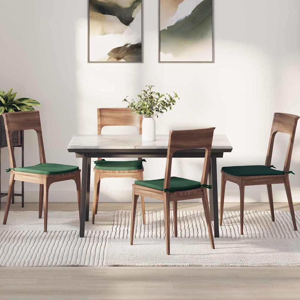 Cojines de asiento VidaXL 4 piezas verde oscuro 40 x 40 x 3 cm tela de algodón