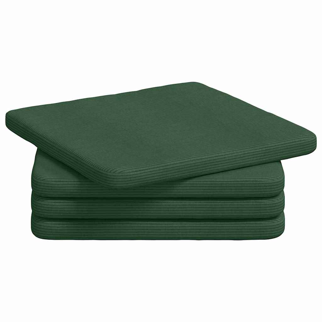 Cojines de asiento VidaXL 4 piezas verde oscuro 40 x 40 x 3 cm tela de algodón