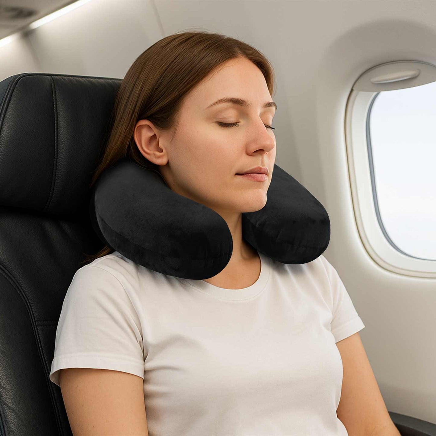 Vidaxx almohada de viaje para el cuello con cojín negro 27 x 27 x 8 cm terciopelo