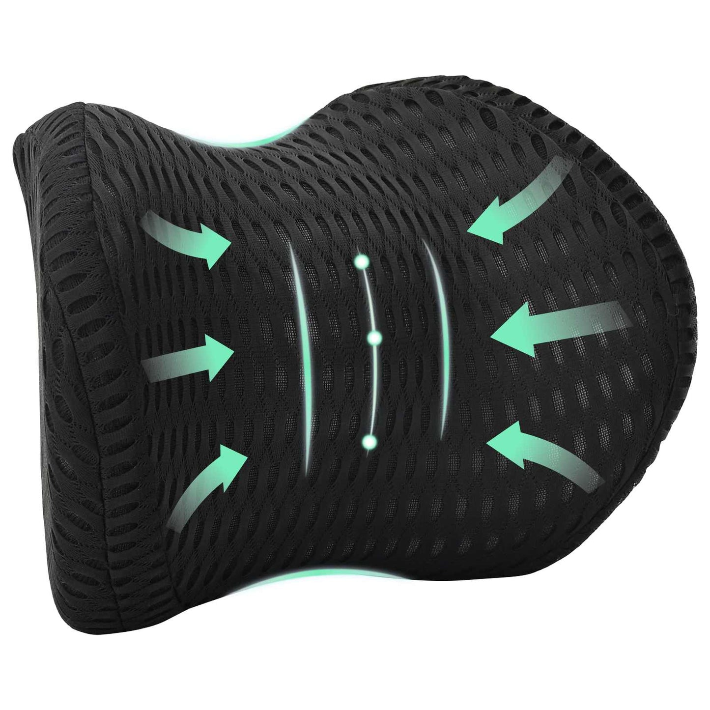 VidaXL almohada cervical con almohada negro 30,5 x 21,5 x 13 cm malla 4D