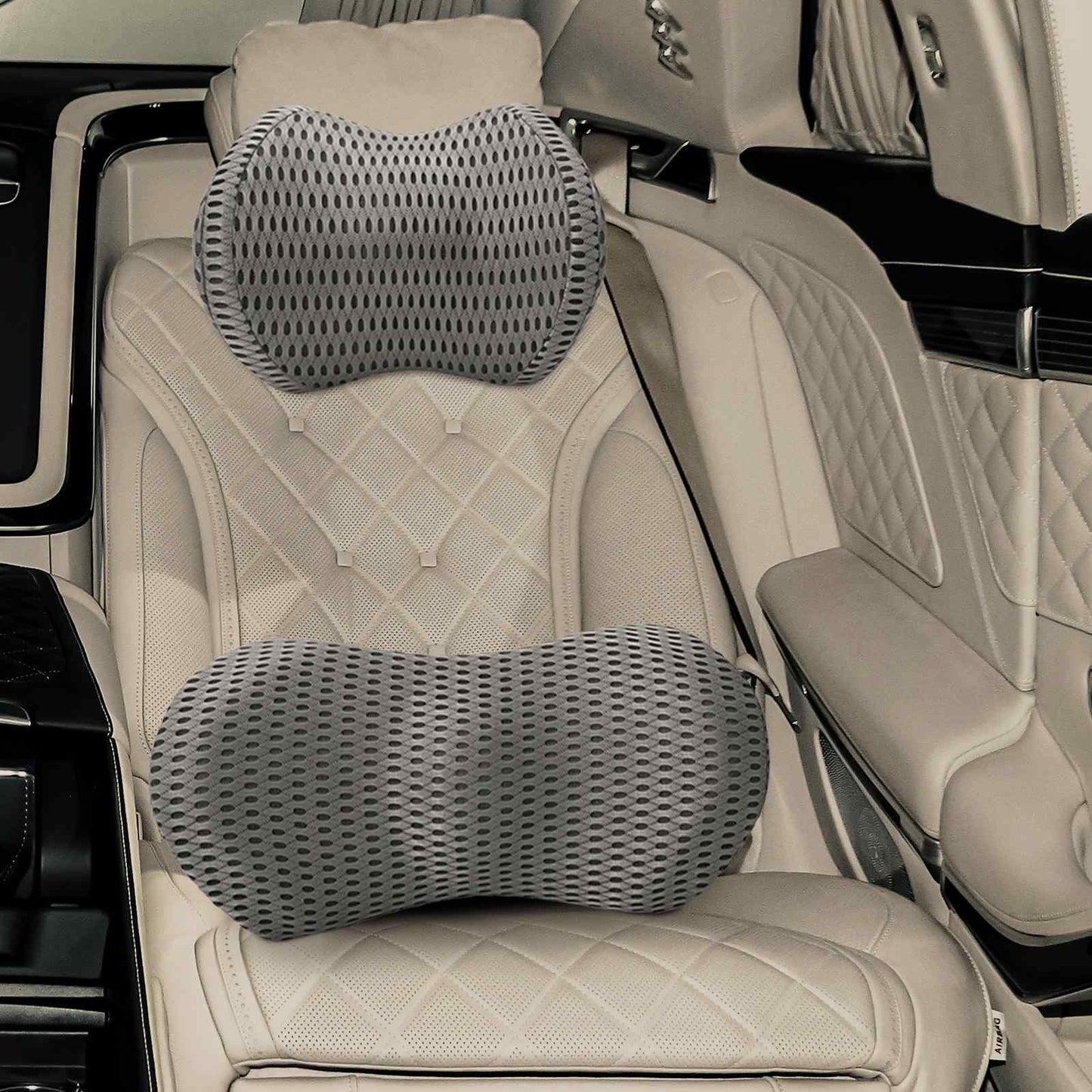 VidaXL juego de cojines con cojín ajustable 2 piezas malla 4D gris