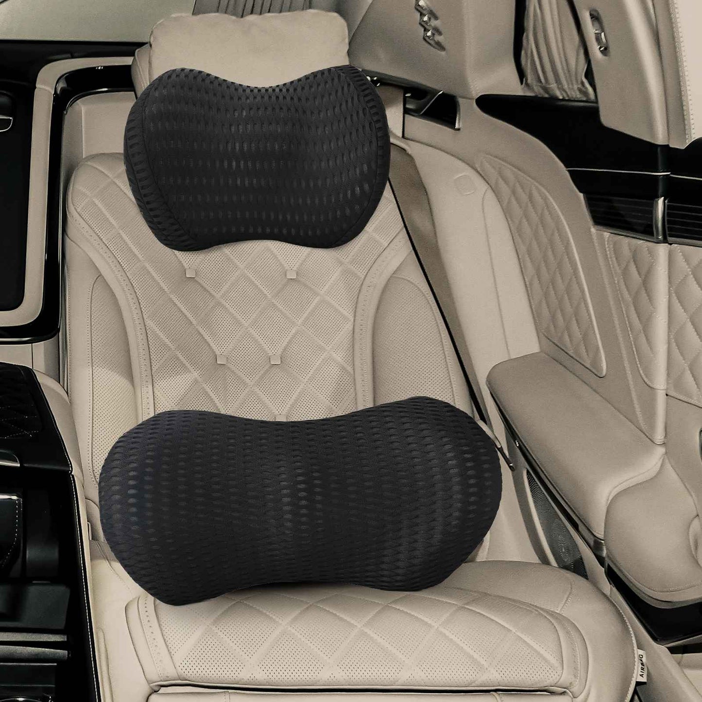 Set di cuscini VidaXL con cuscino regolabile 2 pezzi in rete 4D nera