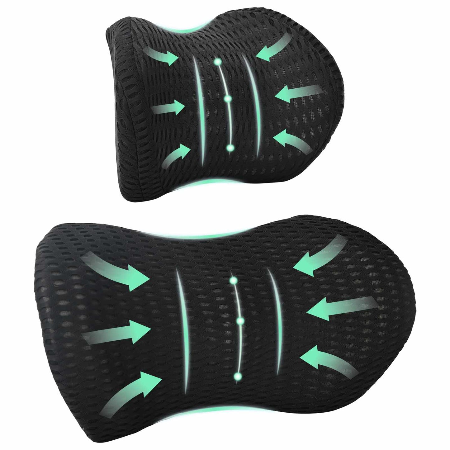 Set di cuscini VidaXL con cuscino regolabile 2 pezzi in rete 4D nera