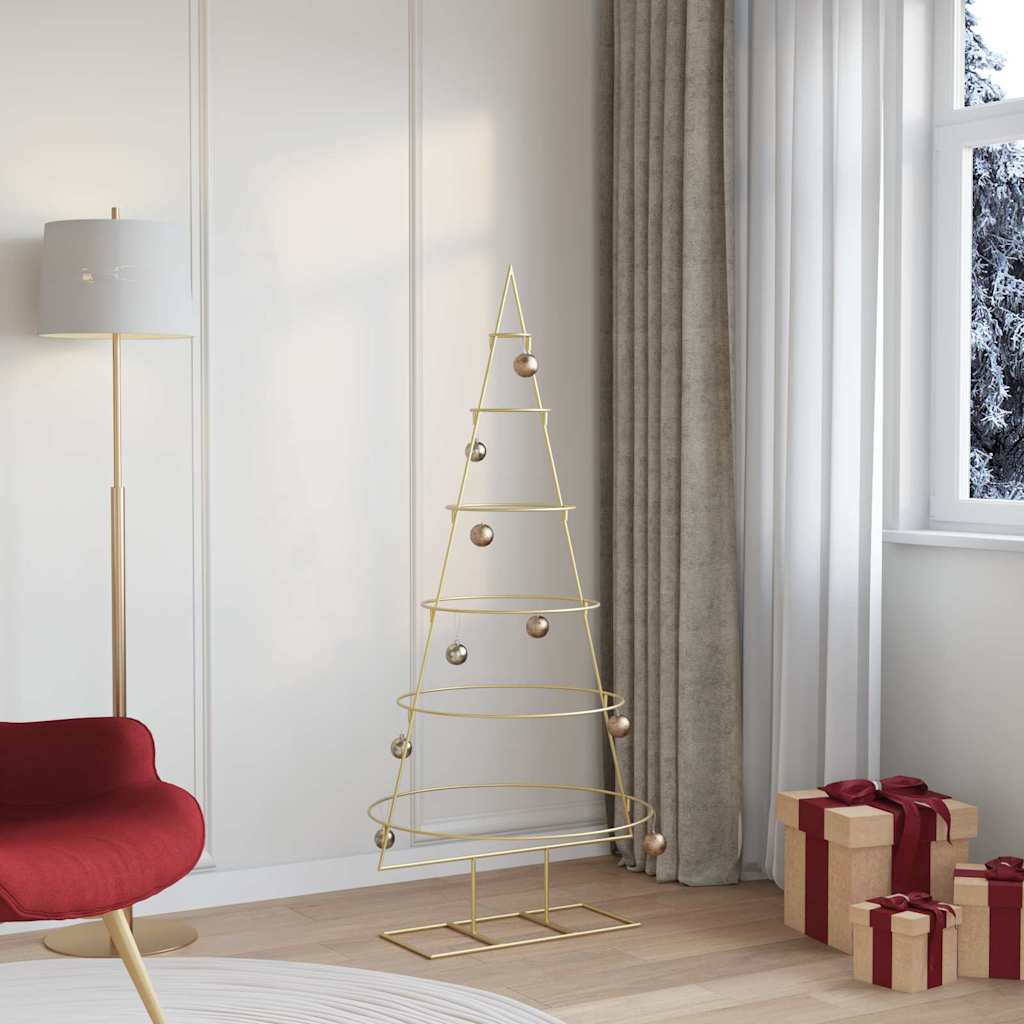 Árbol de Navidad de metal VidaXL con acero con recubrimiento en polvo dorado estándar 148 cm