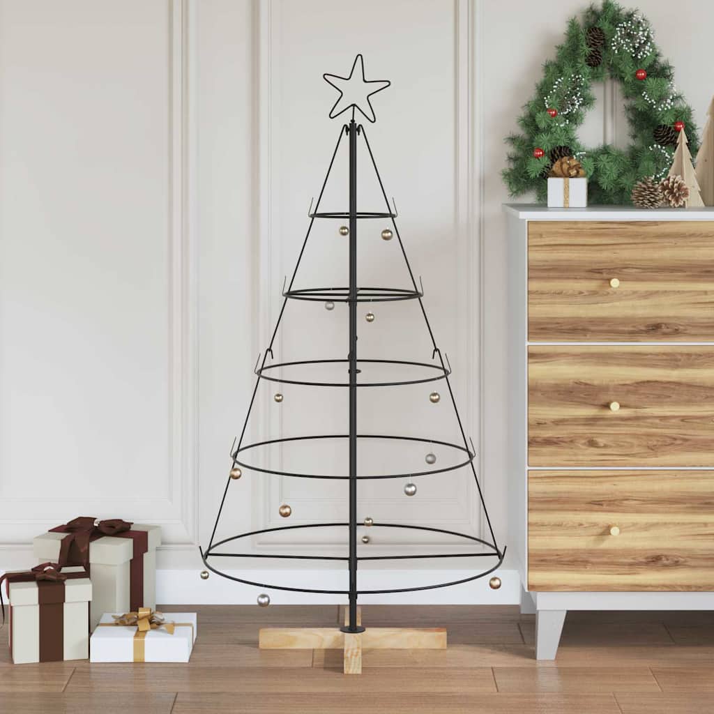 VidaXL Árbol de Navidad con forma de cono de acero negro estándar de 126 cm