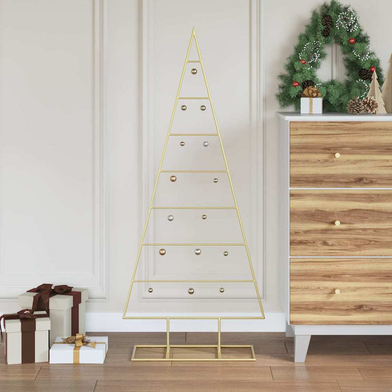 Albero di Natale in metallo VidaXL con standard in acciaio verniciato a polvere color oro da 125 cm