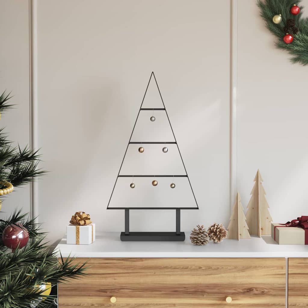 Árbol de Navidad de metal VidaXL con estandarte de acero negro de 60 cm