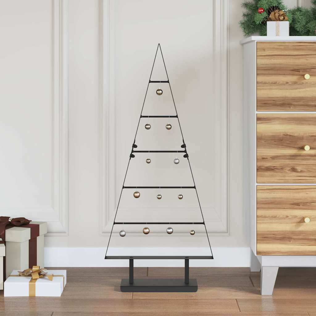 Árbol de Navidad de metal VidaXL con estandarte de acero negro de 90 cm