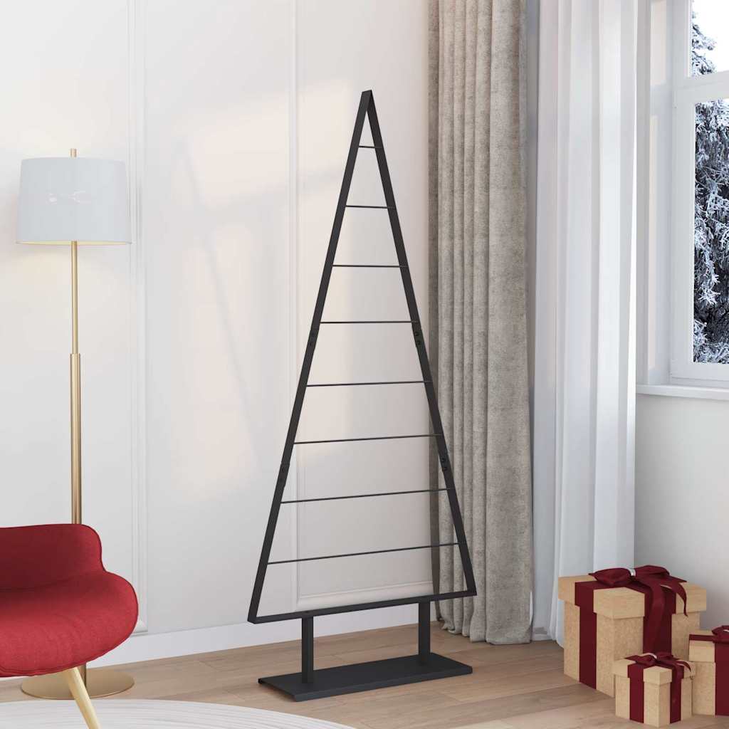 Árbol de Navidad de metal VidaXL con estandarte de acero negro 180 cm