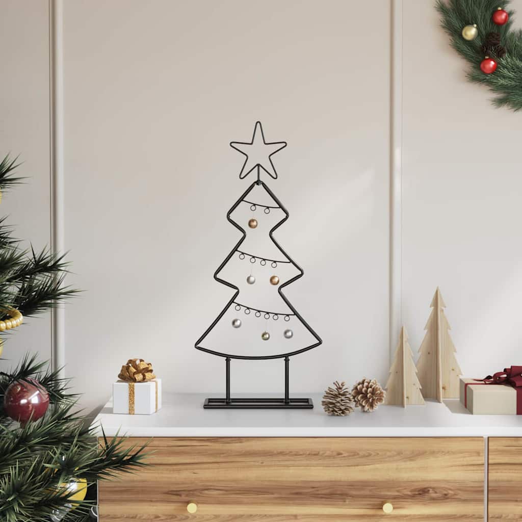 Árbol de Navidad de metal VidaXL con estandarte de acero negro de 60 cm