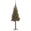 Vidaxl slanke kerstboom groen 150 cm pvc en massief dennenhout