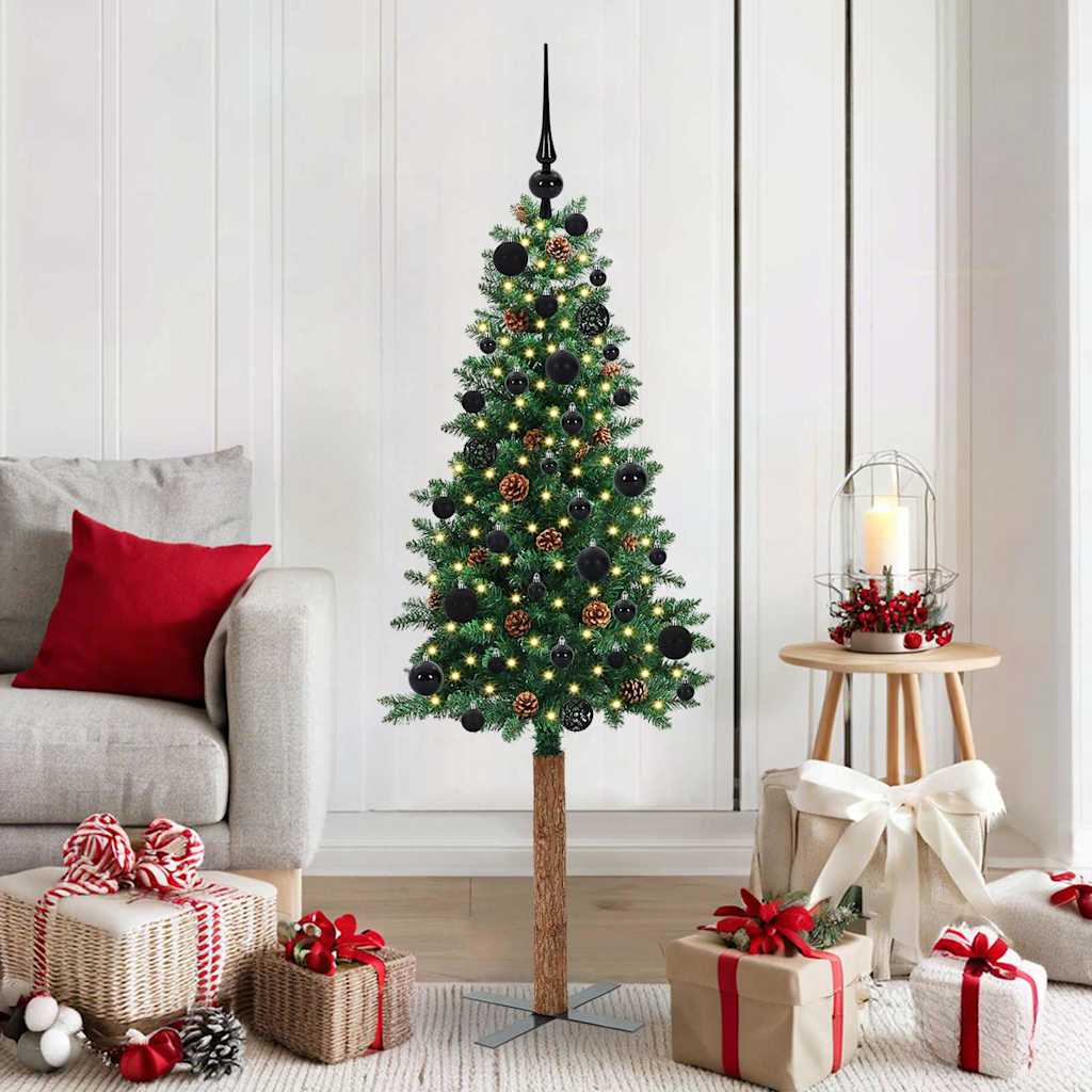 Vidaxx árbol de Navidad delgado verde 150 cm PVC y madera maciza de pino