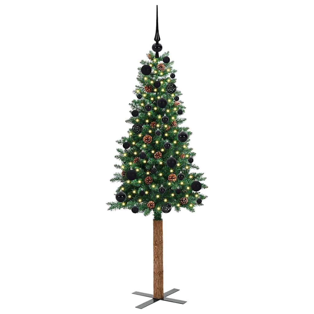 Vidaxx árbol de Navidad delgado verde 150 cm PVC y madera maciza de pino
